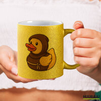 Glitzertasse Quietscheente Mönch Gummiente Kloster 330ml