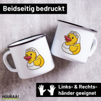Emaille Tasse Quietscheente Braut Gummiente Hochzeit...