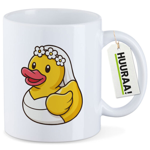 Kaffeetasse Quietscheente Braut Gummiente Hochzeit 330ml