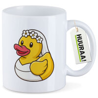 Kaffeetasse Quietscheente Braut Gummiente Hochzeit 330ml