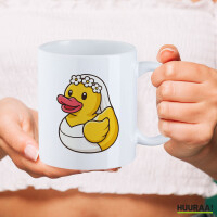 Kaffeetasse Quietscheente Braut Gummiente Hochzeit 330ml