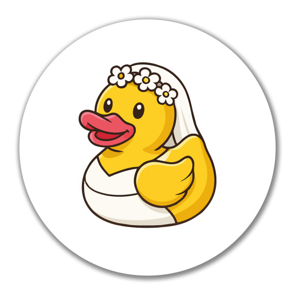 Aufkleber Quietscheente Braut Gummiente Hochzeit 10cm