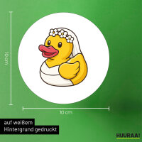 Aufkleber Quietscheente Braut Gummiente Hochzeit 10cm rund
