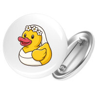 Button Quietscheente Braut Gummiente Hochzeit rund