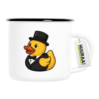 Emaille Tasse Quietscheente Bräutigam Gummiente...