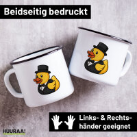 Emaille Tasse Quietscheente Bräutigam Gummiente...