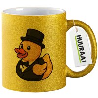 Glitzertasse Quietscheente Bräutigam Gummiente...