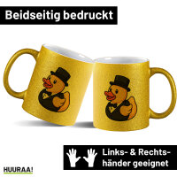 Glitzertasse Quietscheente Bräutigam Gummiente...