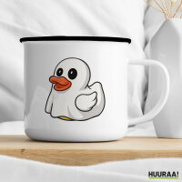 Emaille Tasse Quietscheente Geist Gummiente Halloween 300ml Vintage