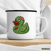 Emaille Tasse Quietscheente Zombie Gummiente Halloween 300ml Vintage Emaille Becher
