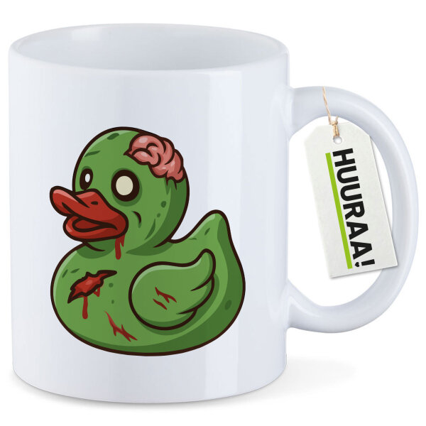 Kaffeetasse Quietscheente Zombie Gummiente Halloween 330ml