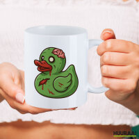 Kaffeetasse Quietscheente Zombie Gummiente Halloween 330ml