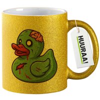 Glitzertasse Quietscheente Zombie Gummiente Halloween 330ml