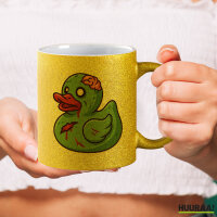 Glitzertasse Quietscheente Zombie Gummiente Halloween 330ml