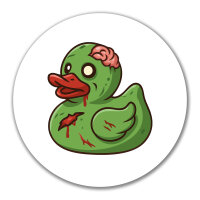 Aufkleber Quietscheente Zombie Gummiente Halloween 10cm rund