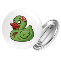 Button Quietscheente Zombie Gummiente Halloween rund