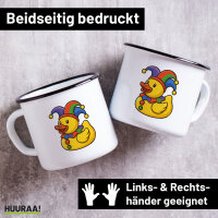 Emaille Tasse Quietscheente Karneval Gummiente Jeck 300ml...