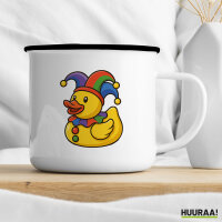 Emaille Tasse Quietscheente Karneval Gummiente Jeck 300ml Vintage