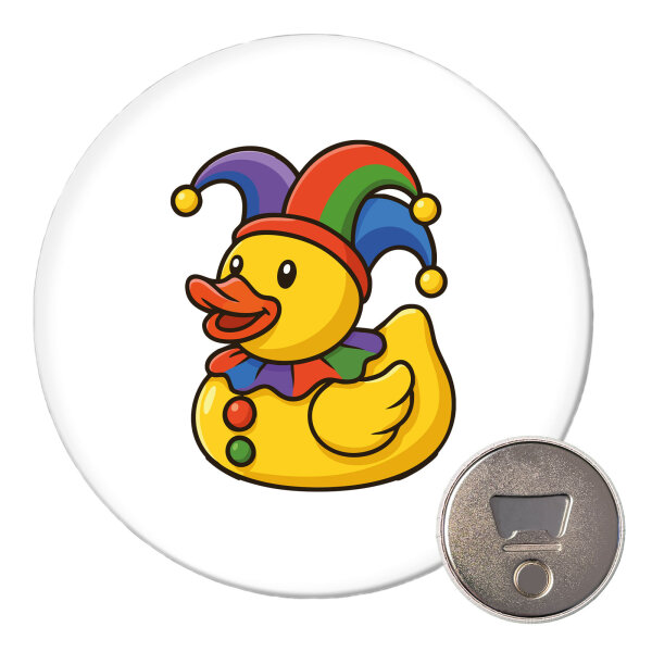 Magnet Quietscheente Karneval Gummiente Jeck 59mm Kühlschrankmagnet Flaschenöffner