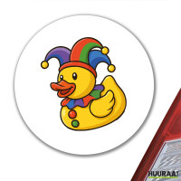 Aufkleber Quietscheente Karneval Gummiente Jeck 10cm rund