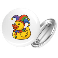 Button Quietscheente Karneval Gummiente Jeck rund