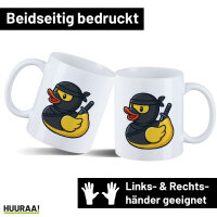 Kaffeetasse Quietscheente Ninja Gummiente Krieger 330ml