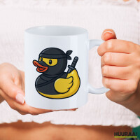 Kaffeetasse Quietscheente Ninja Gummiente Krieger 330ml