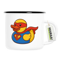 Emaille Tasse Quietscheente Superheld Gummiente Hero 300ml Vintage