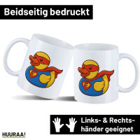 Kaffeetasse Quietscheente Superheld Gummiente Hero 330ml