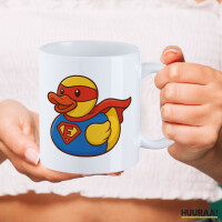 Kaffeetasse Quietscheente Superheld Gummiente Hero 330ml