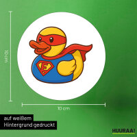 Aufkleber Quietscheente Superheld Gummiente Hero 10cm