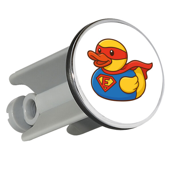 Waschbeckenstöpsel Quietscheente Superheld Gummiente Hero 4cm Abflussstopfen