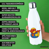 Edelstahl-Trinkflasche Quietscheente Superheld Gummiente Hero 500ml Wasserflasche
