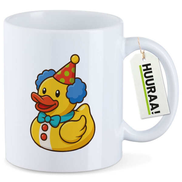 Kaffeetasse Quietscheente Clown Gummiente Zirkus 330ml