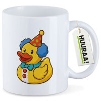 Kaffeetasse Quietscheente Clown Gummiente Zirkus 330ml