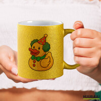 Glitzertasse Quietscheente Clown Gummiente Zirkus 330ml