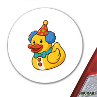 Aufkleber Quietscheente Clown Gummiente Zirkus 10cm rund