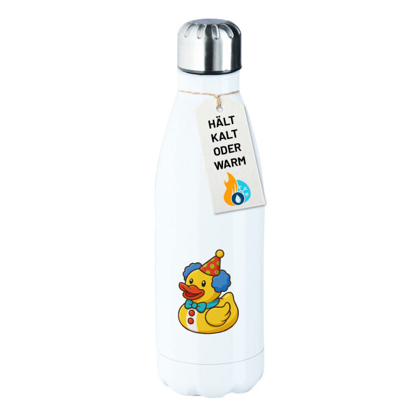 Edelstahl-Trinkflasche Quietscheente Clown Gummiente Zirkus 500ml Wasserflasche