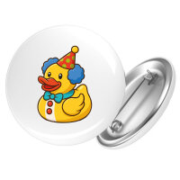 Button Quietscheente Clown Gummiente Zirkus rund