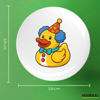 Button Quietscheente Clown Gummiente Zirkus