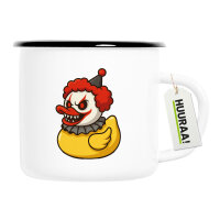 Emaille Tasse Quietscheente Horrorclown Gummiente...