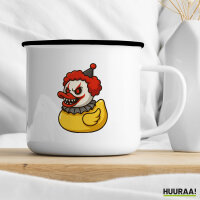 Emaille Tasse Quietscheente Horrorclown Gummiente Gruselclown 300ml Vintage