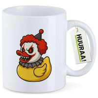Kaffeetasse Quietscheente Horrorclown Gummiente Gruselclown 330ml