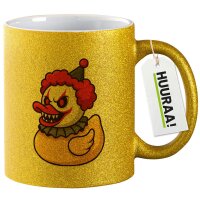 Glitzertasse Quietscheente Horrorclown Gummiente...