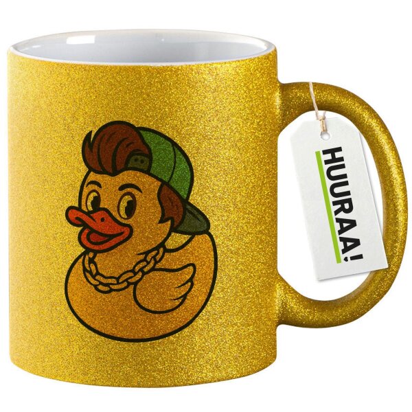 Glitzertasse Quietscheente 90er Gummiente 90s 330ml