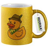 Glitzertasse Quietscheente Bayern Gummiente Oktoberfest...