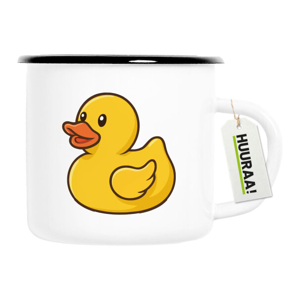 Emaille Tasse Quietscheente Gummiente Badeente 300ml Vintage Emaille Becher