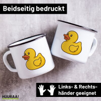 Emaille Tasse Quietscheente Gummiente Badeente 300ml Vintage