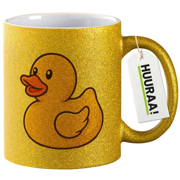 Glitzertasse Quietscheente Gummiente Badeente 330ml