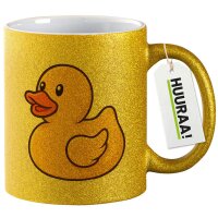 Glitzertasse Quietscheente Gummiente Badeente 330ml
